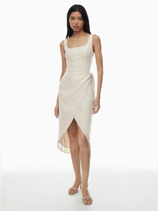 Wilfred Dresses & Skirts - Wilfred linen-blend midi wrap dress “Saturn” natural beige cream, size 4, EUC